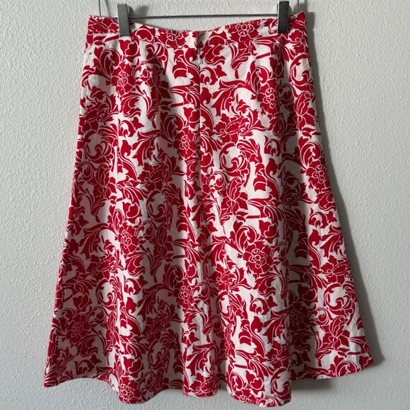 Spiegel Red White Crisp‎ Linen Cotton A-Line Fully Lined Skirt Size 4 - Picture 4 of 8